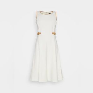 LAUREN RALPH LAUREN MIDI WHITE BUCKLE DRESS